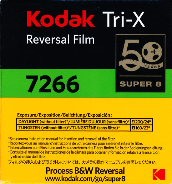 Kodak Tri-X 7266 Super 8 zwart-wit omkeerfilm