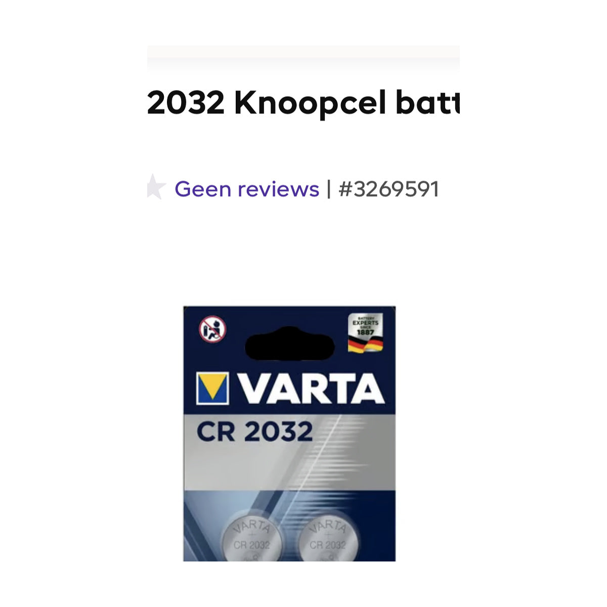 Varta CR2032 lithium knoopcel batterijen 2 stuks